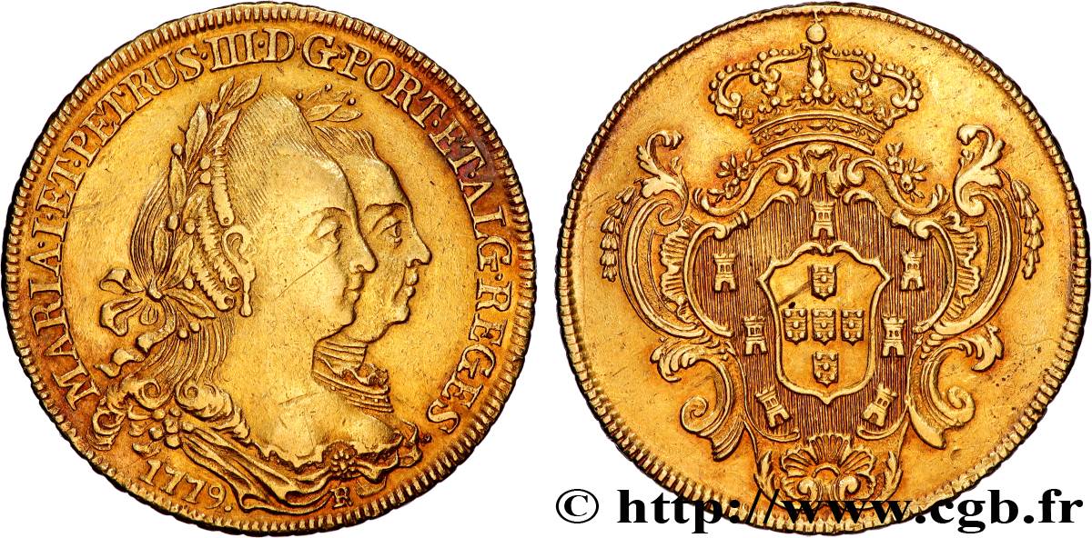 BRÉSIL - MARIE Ire et PIERRE III Peça ou 6400 Reis Marie Ier et Pierre III 1779 Rio de Janeiro TTB+ 
