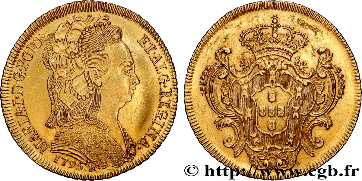 BRASIL - MARIA I Pièce de 6 400 reis ou Peça 1795 Rio de Janeiro AU 