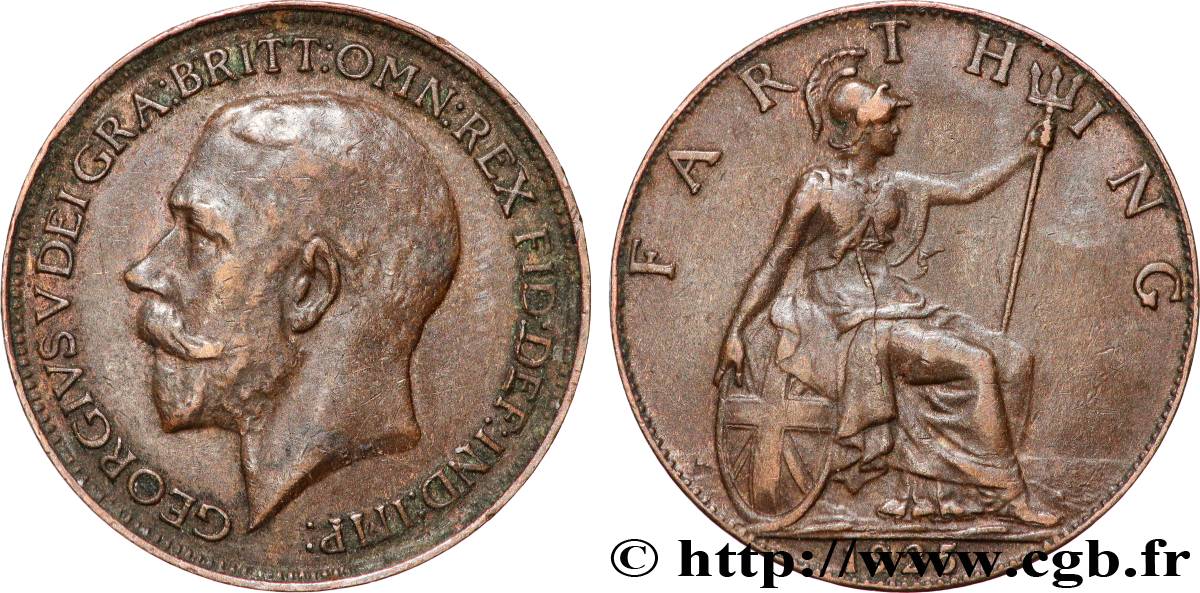 ROYAUME-UNI 1 Farthing Georges V 1925 Londres TTB 
