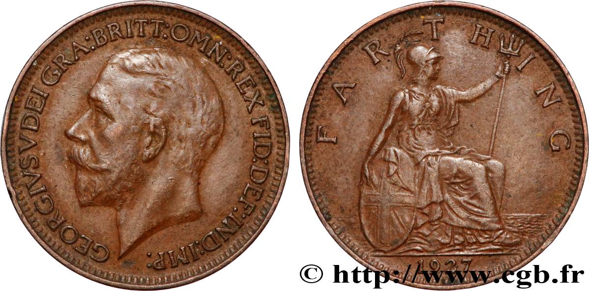 UNITED KINGDOM 1 Farthing Georges V 1927 Londres XF 