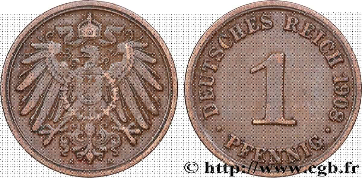 DEUTSCHLAND 1 Pfennig 1908 Berlin SS 