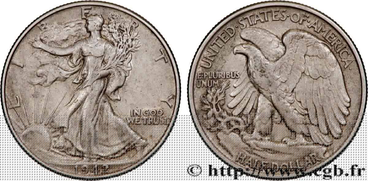 UNITED STATES OF AMERICA 1/2 Dollar Walking Liberty 1942 Philadelphie XF 