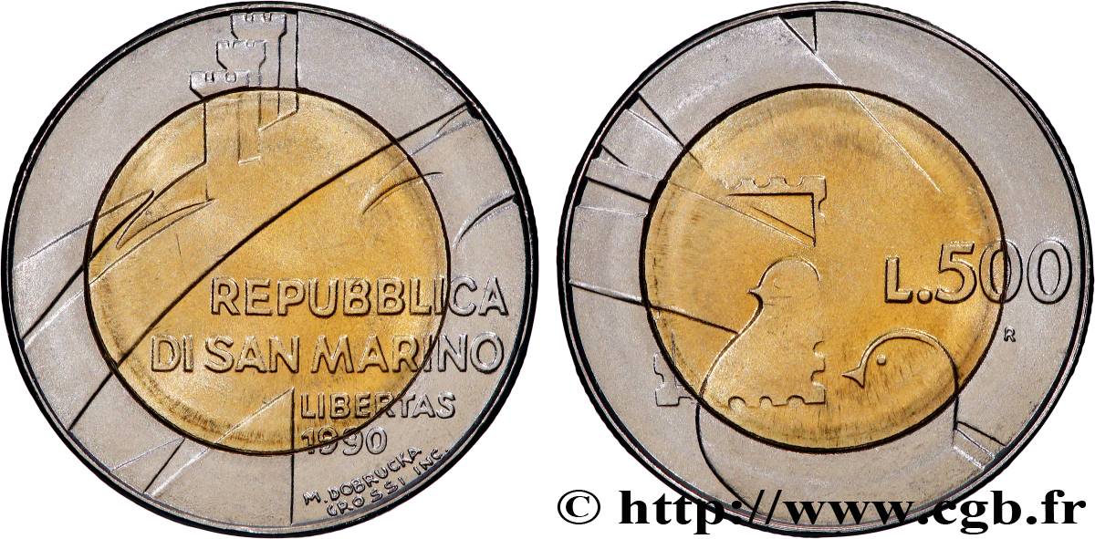 SAN MARINO 500 Lire ‘1600 ans d’histoire’ 1990 Rome - R fST 