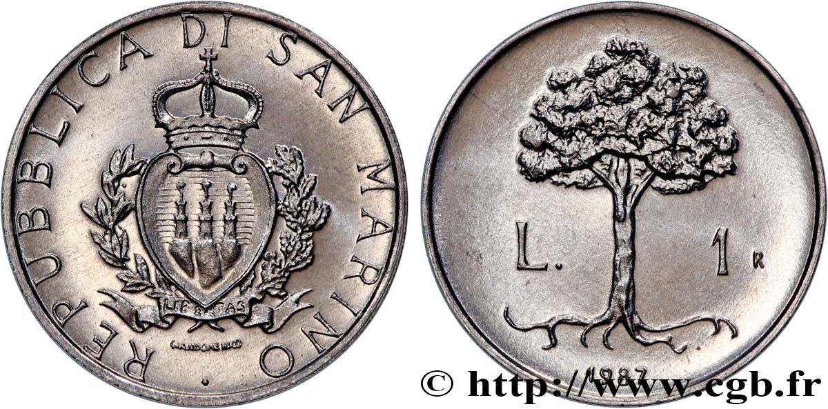 SAN MARINO 1 Lire 15e anniversaire de la reprise du monnayage 1987 Rome - R fST 