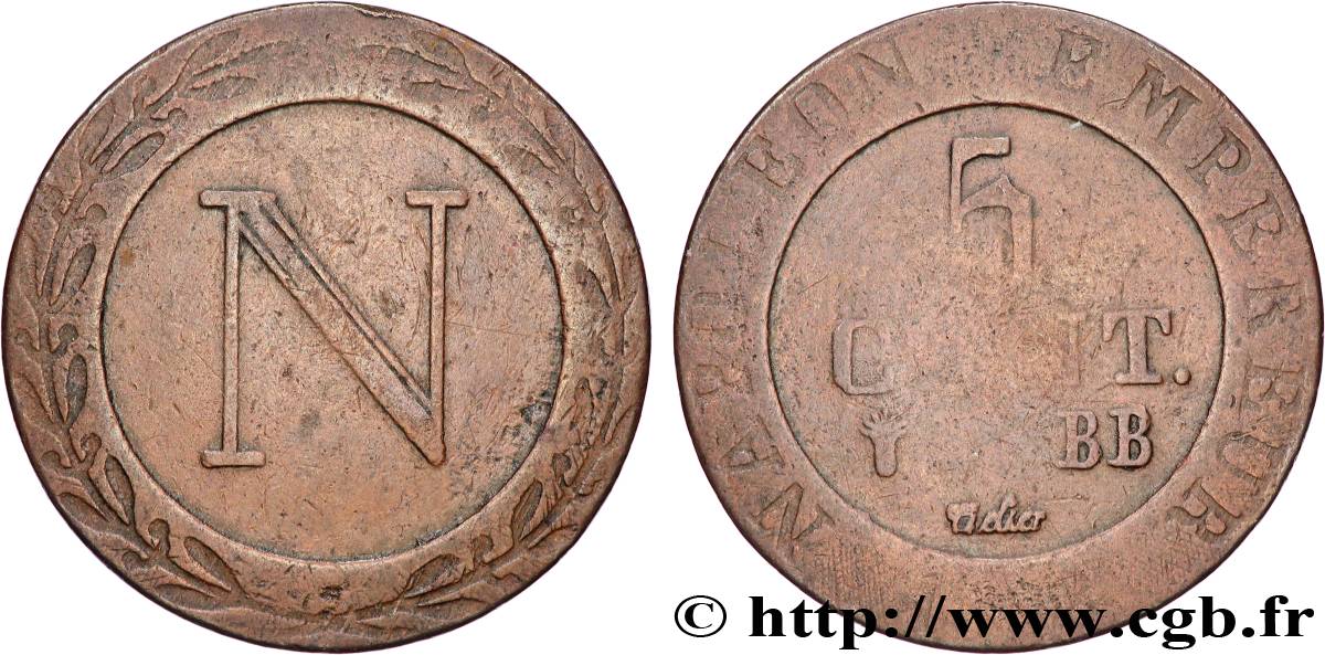 GERMANY - KINGDOM OF WESTPHALIA - JÉRÔME NAPOLÉON 5 cent. 1808 Strasbourg VF 