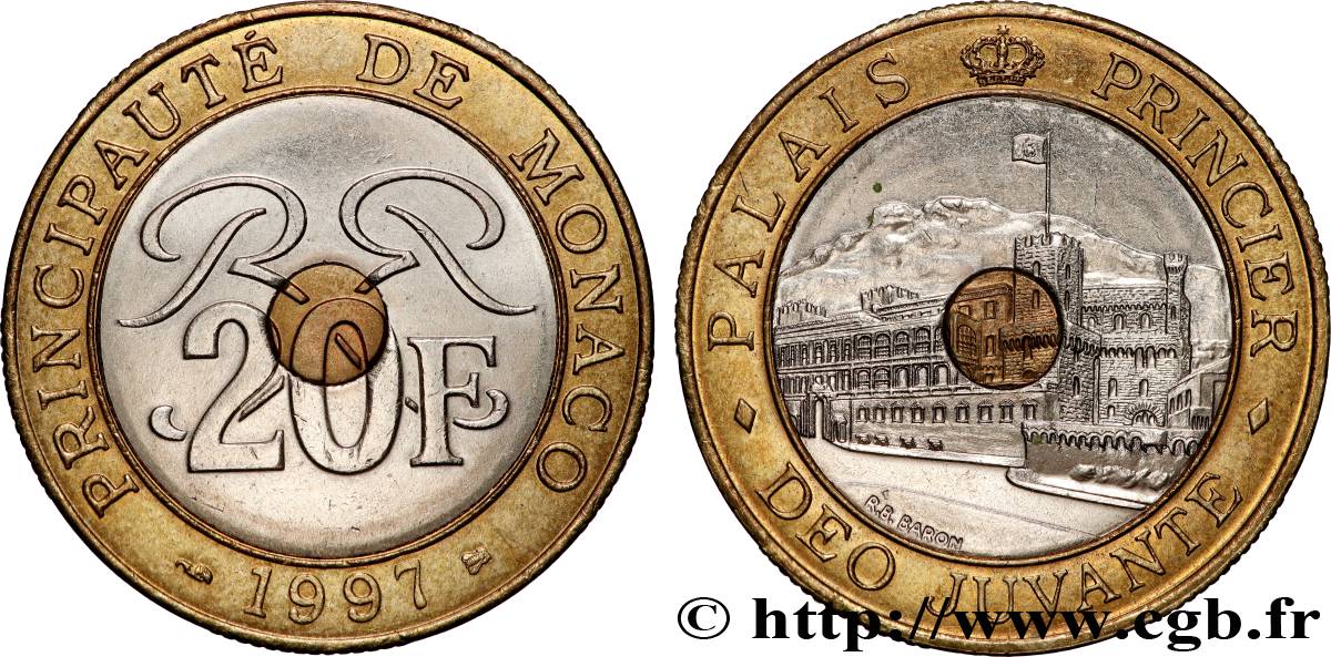 MONACO 20 Francs Palais Princier 1997 Paris AU 