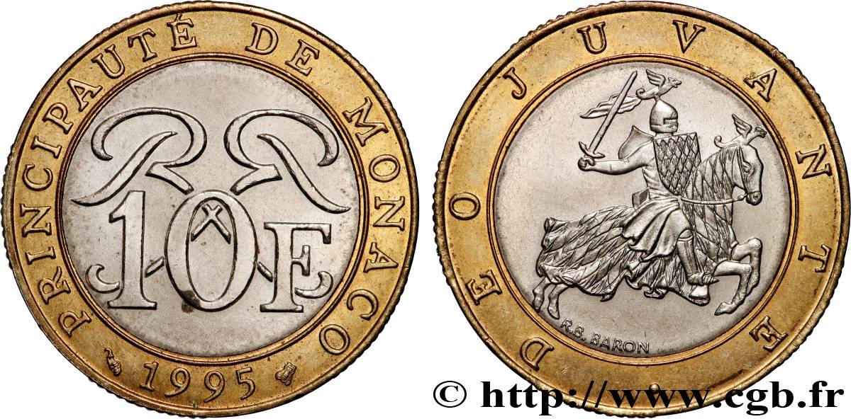 MONACO 10 Francs Rainier III 1995 Paris AU 