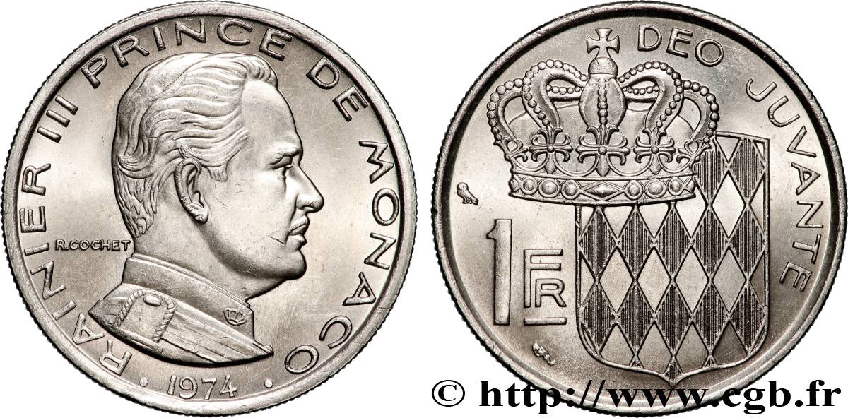 MONACO 1 Franc Rainier III 1974 Paris MS 