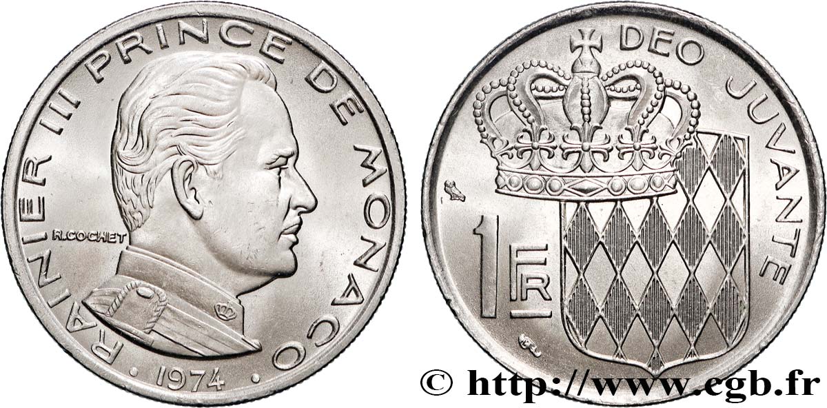 MONACO 1 Franc Rainier III 1974 Paris MS 
