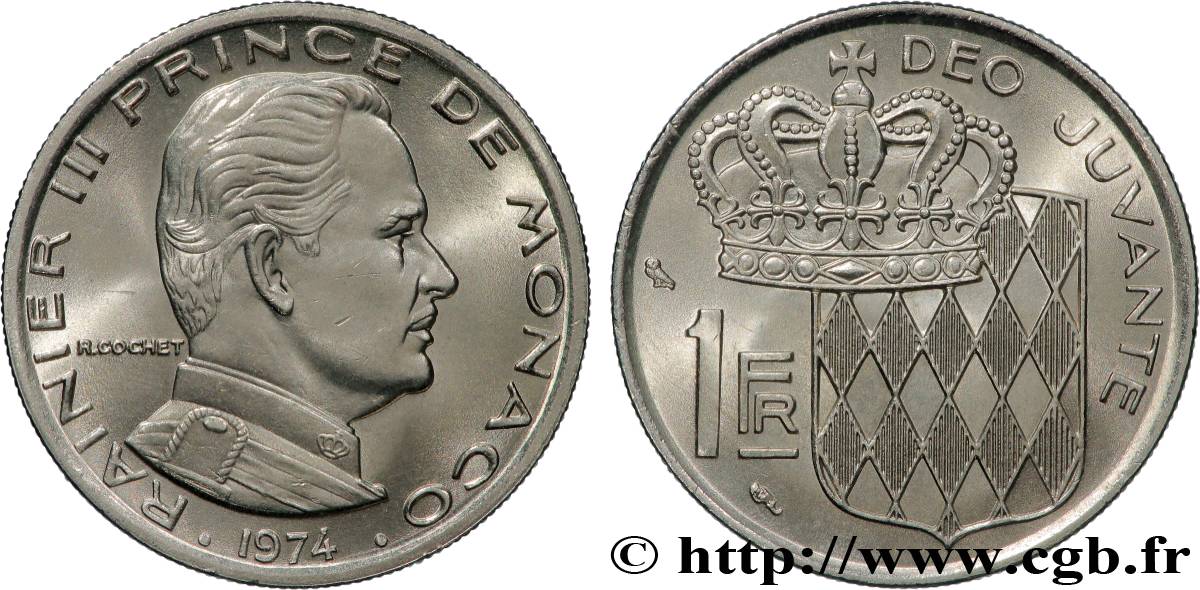 MONACO 1 Franc Rainier III 1974 Paris MS 