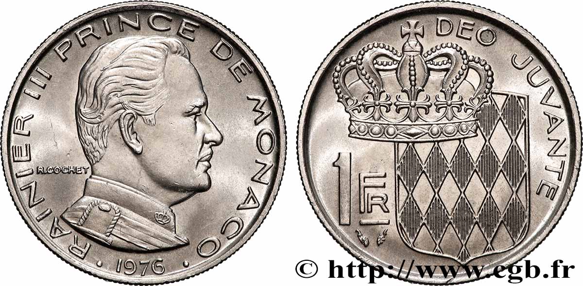 MONACO 1 Franc Rainier III 1976 Paris SUP 