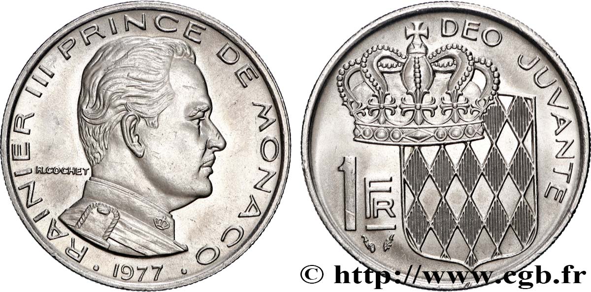 MONACO 1 Franc Rainier III 1977 Paris MS 