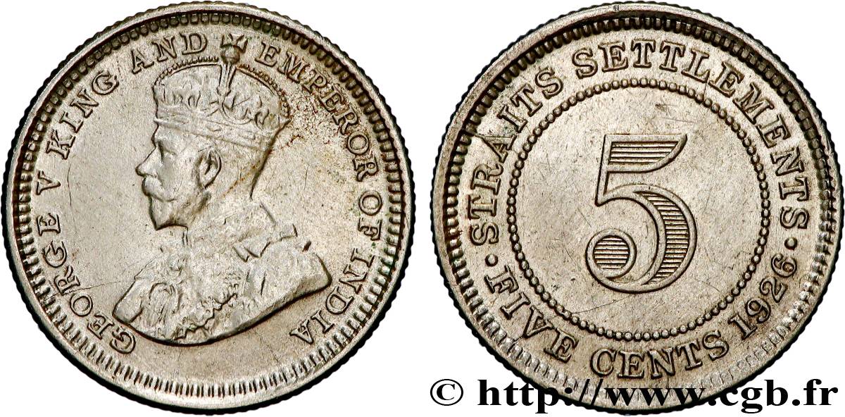 MALAYSIA - STRAITS SETTLEMENTS 5 Cents Straits Settlements Edouard VII 1926 Bombay fVZ 