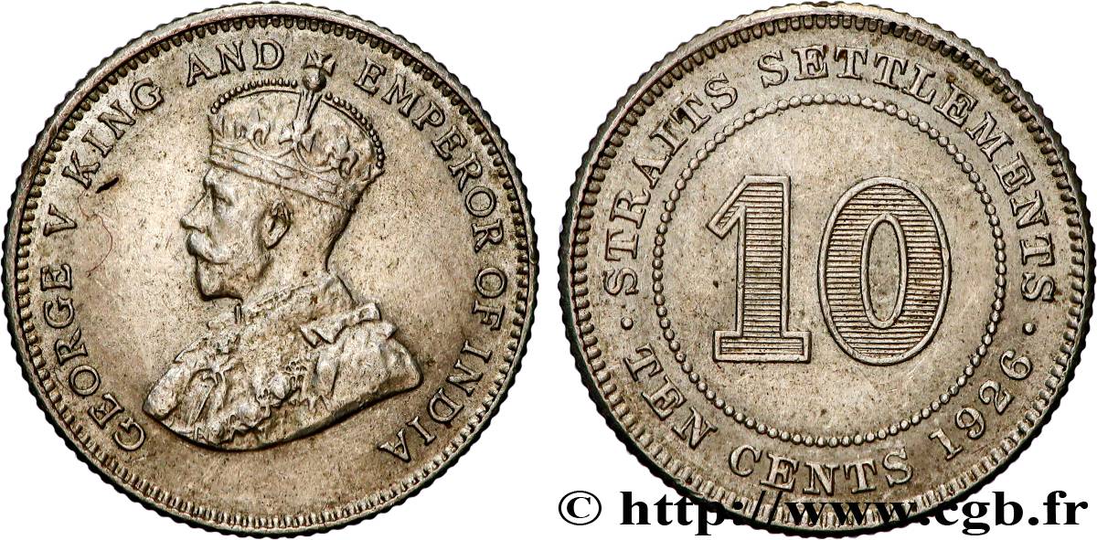MALESIA - INSEDIAMENTI DELLO STRETTO 10 Cents Straits Settlements Georges V 1926  q.SPL 