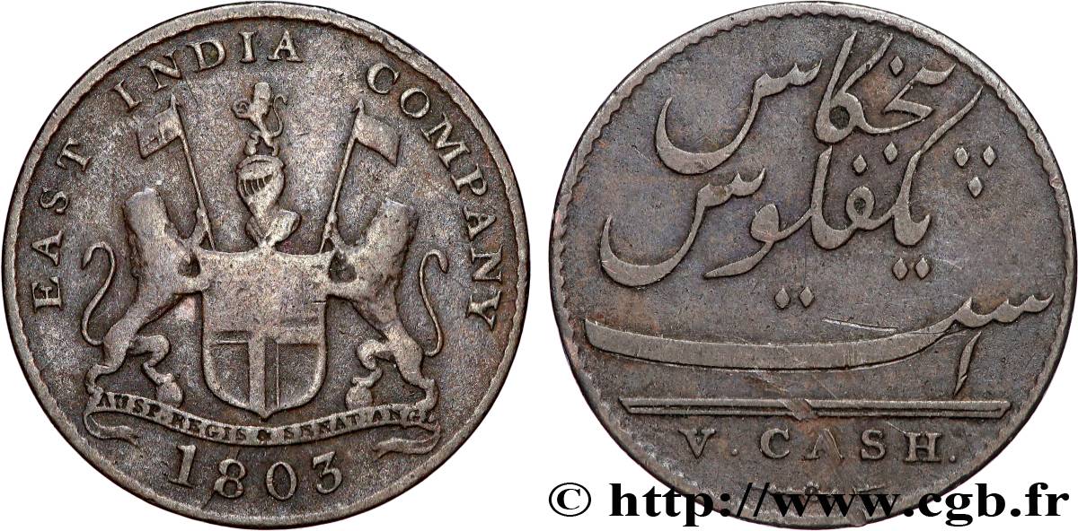 INDIEN
 V (5) Cash Madras East India Company 1803 Madras fSS 