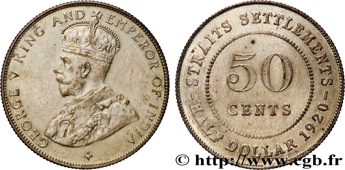 MALASIA - COLONIAS DEL ESTRECHO 50 Cents Georges V 1920  MBC+ 