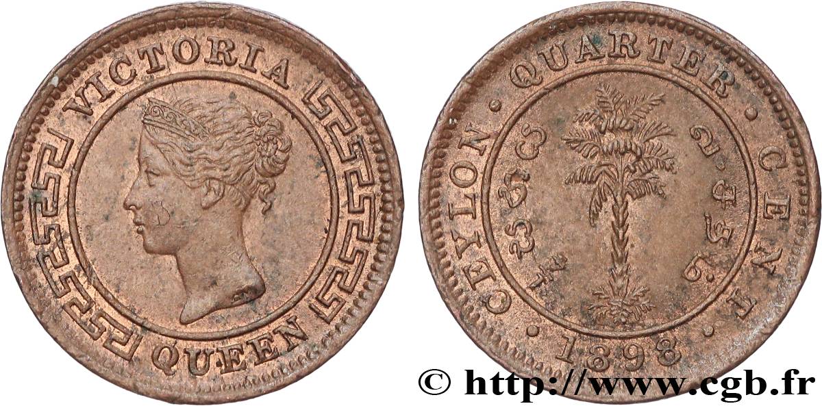 CEYLON 1/4 Cent Victoria 1898  SPL 