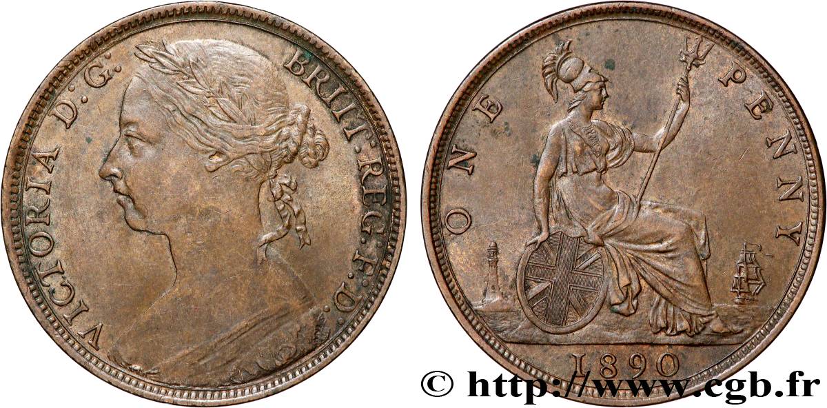 UNITED KINGDOM 1 Penny Victoria “Bun Head” 1890  AU 