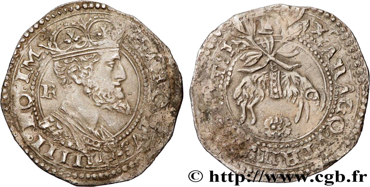 ITALIE - ROYAUME DE NAPLES - CHARLES V Carlino n.d. Naples TTB 