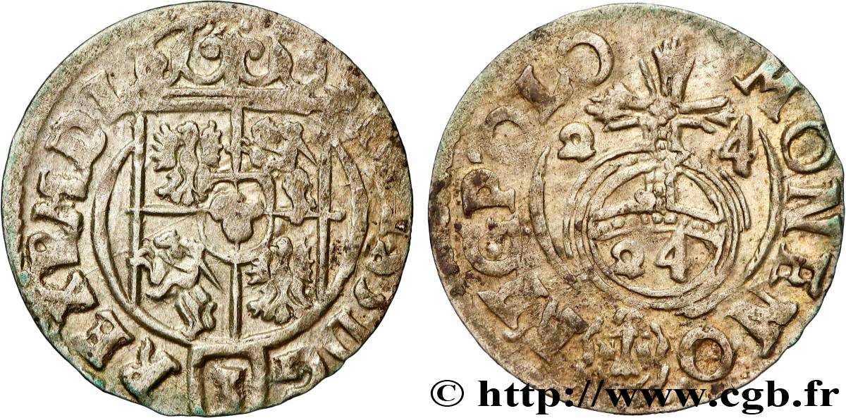 POLAND - SIGISMUND III VASA 1 Półtorak / 3 Polker / 1/24 Thaler Sigismond III Vasa 1624 Cracovie VF 