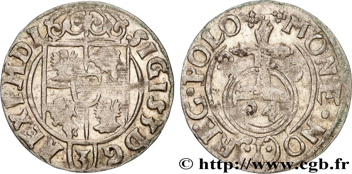 POLOGNE - ROYAUME DE POLOGNE - SIGISMOND III VASA 1 Półtorak / 3 Polker / 1/24 Thaler Sigismond III Vasa 1623 Cracovie TB+ 