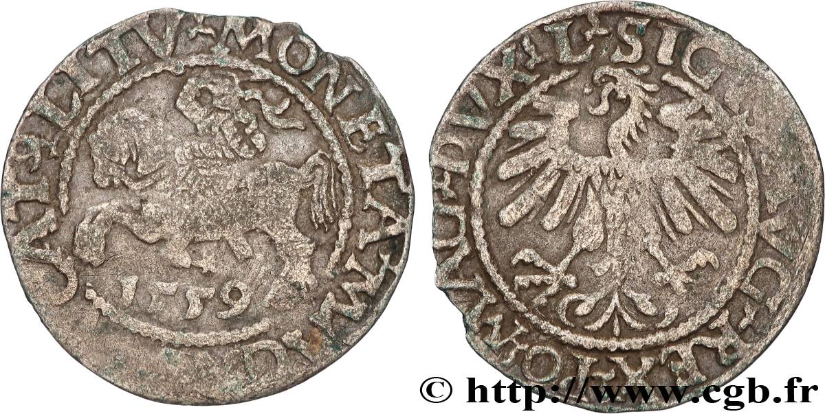 LIVONIE - GRAND DUCHÉ DE LITUANIE - SIGISMOND II VASA Demi-gros 1559  TB+ 
