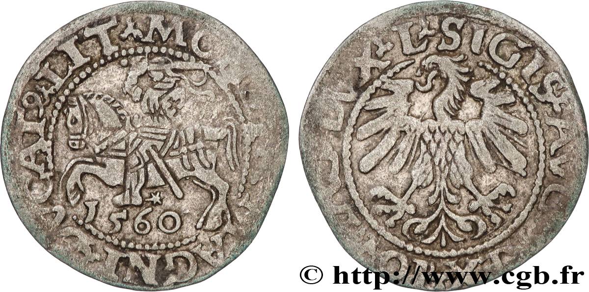 LIVONIE - GRAND DUCHÉ DE LITUANIE - SIGISMOND II VASA Demi-gros 1560  TB+ 