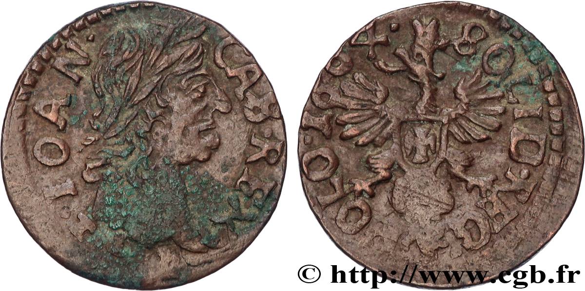 LITUANIE ET POLOGNE - JEAN CASIMIR II Solidus Jean II Casimir Vasa 1668 Cracovie TTB 