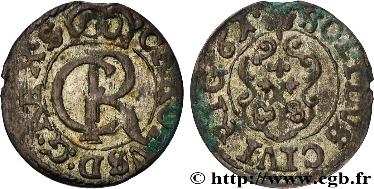 SWEDISH LIVONIA 1 Schilling (Solidus) - Charles XI 1661  XF 