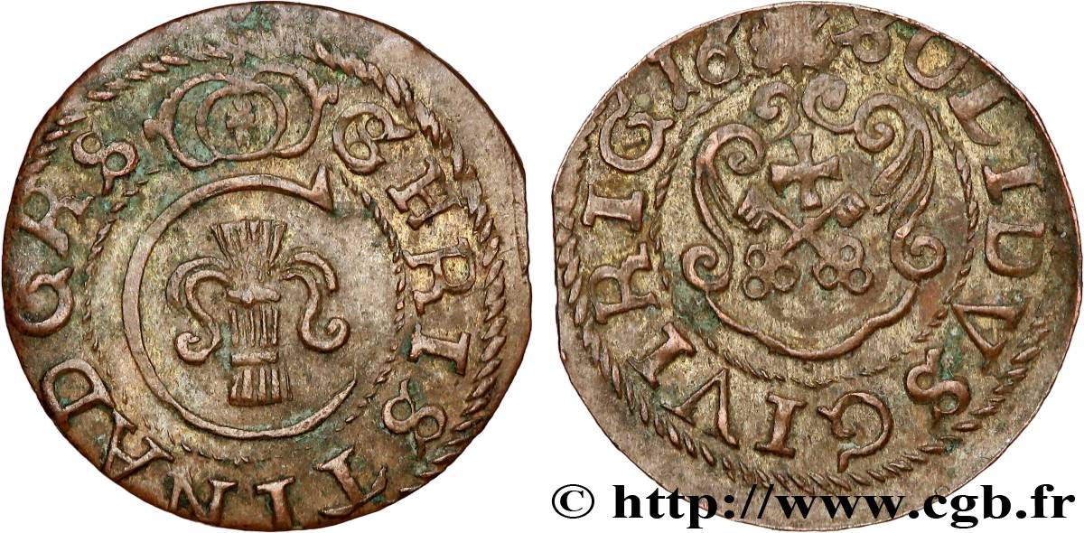 LIVONIA SVEDESE 1 Solidus (Schilling) au nom de Christine de Suède 1643 Riga BB 