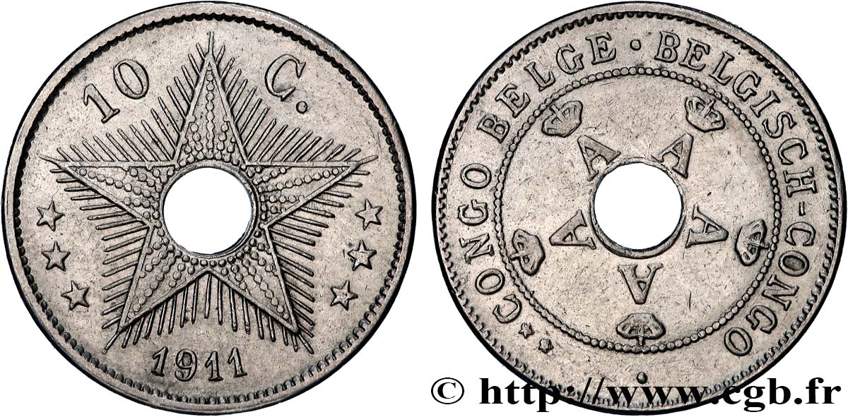BELGIAN CONGO 10 Centimes Albert Ier 1911  XF 