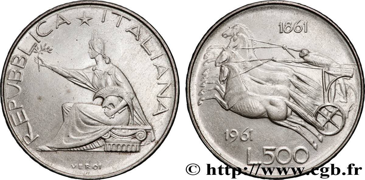 ITALY 500 Lire “caravelles” 1961 Rome  AU 