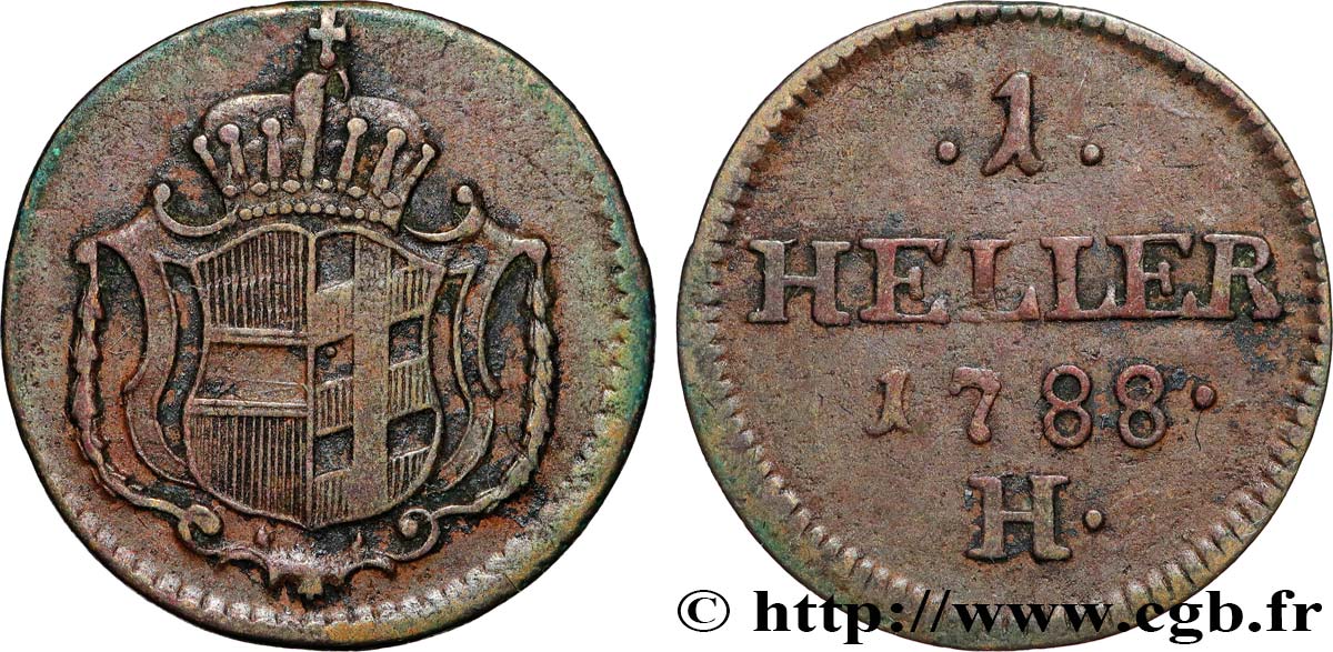 GERMANY - BURGAU 1 Heller 1788 Günzburg XF 