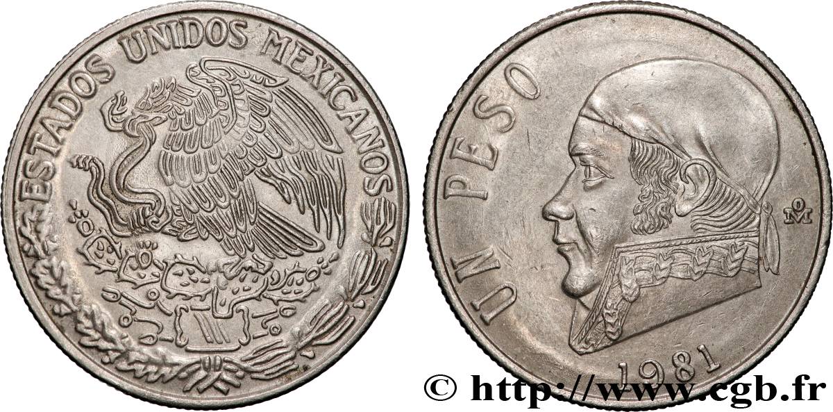 MEXICO 1 Peso Jose Morelos y Pavon 1981 Mexico AU 