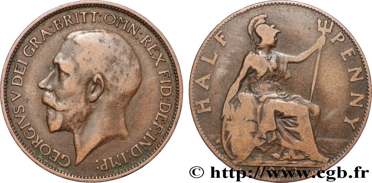 REGNO UNITO 1/2 Penny Georges V 1923 Londres MB 