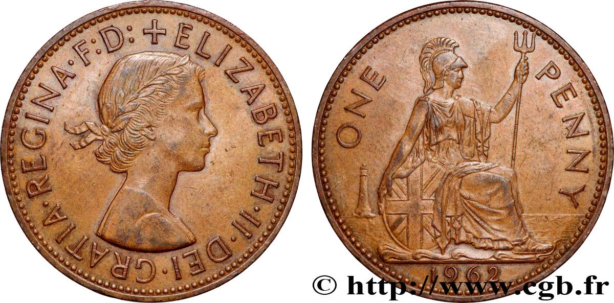 UNITED KINGDOM 1 Penny Elisabeth II 1962 Londres AU 
