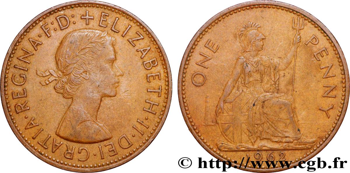 UNITED KINGDOM 1 Penny Elisabeth II 1962 Londres AU 