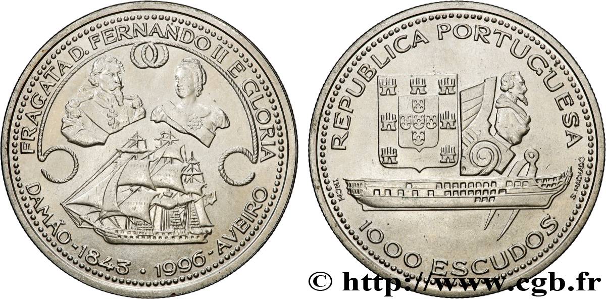PORTUGAL 1000 Escudos frégate Fernando II e Gloria  1996  SPL 