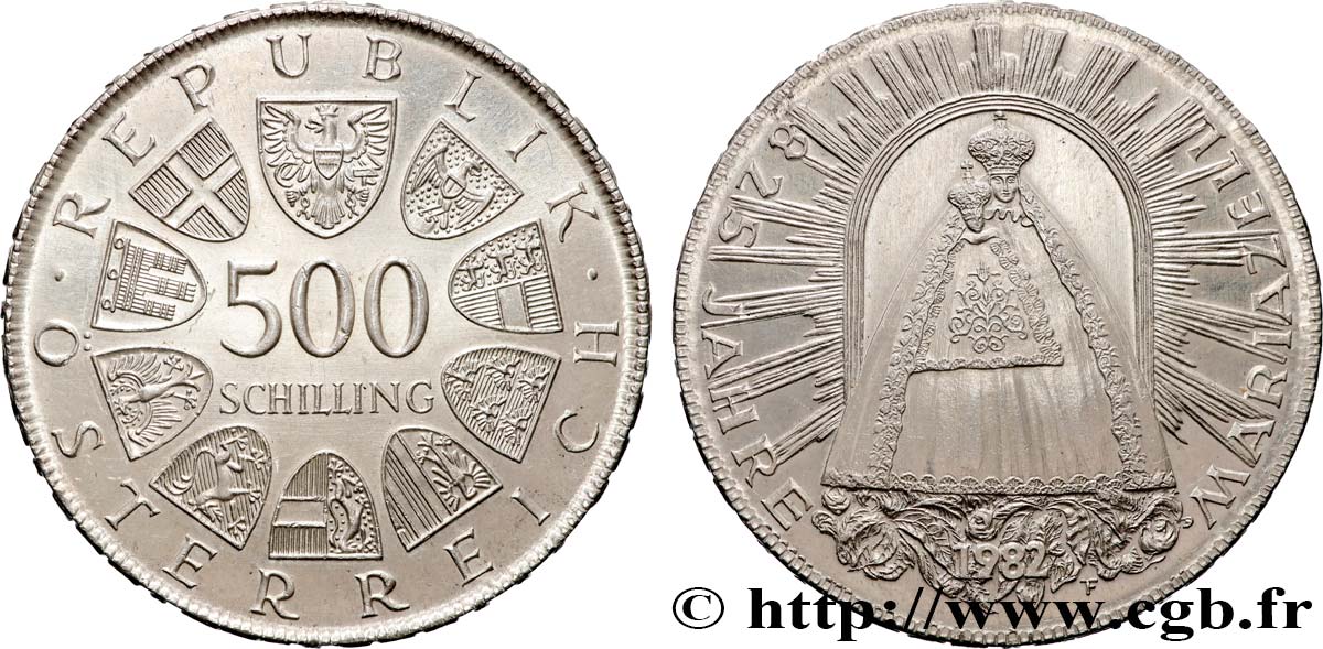 AUSTRIA 500 Schilling 850e anniversaire de Mariazell 1982  MS 