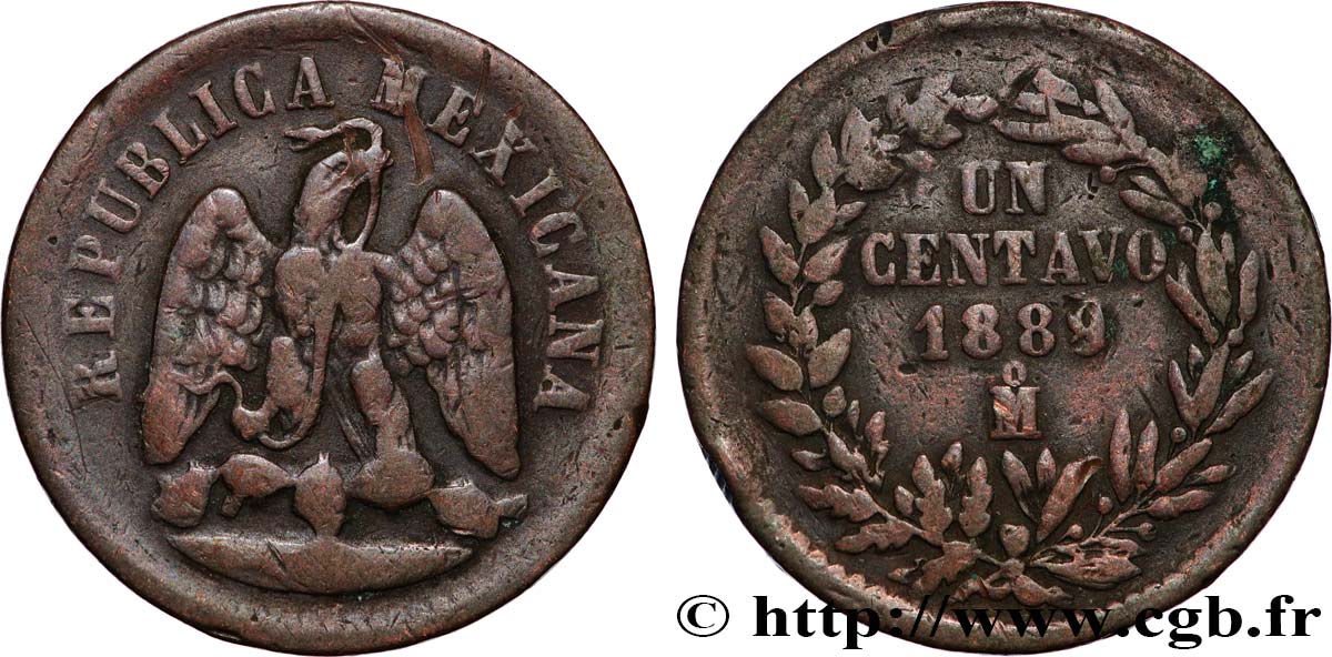 MEXICO 1 Centavo 1888/7 1888 Mexico VF 
