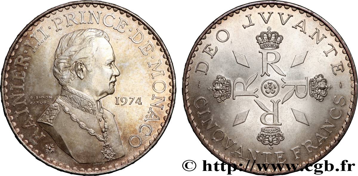 MONACO 50 Francs Rainier III 1974 Paris SPL 