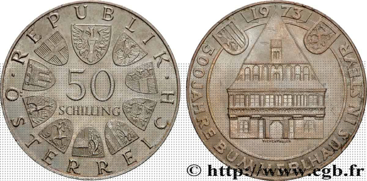 AUSTRIA 50 Schilling 500e anniversaire de la maison  Bummerl à Steyr 1973  AU 