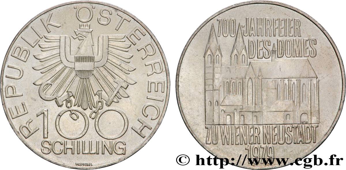 AUTRICHE 100 Schilling 700e anniversaire de la cathédrale de Neustadt 1979  SUP 
