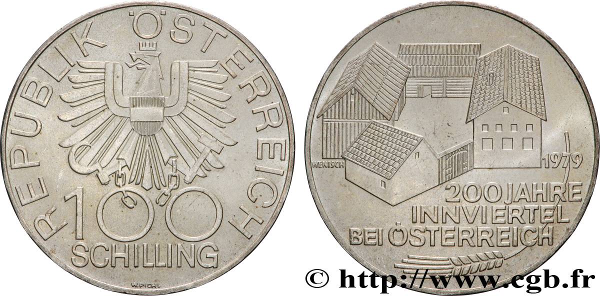 AUSTRIA 100 Schilling 200e anniversaire de la création de l’Innviertel 1979  AU 