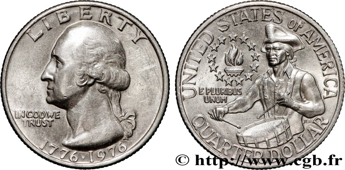 UNITED STATES OF AMERICA 1/4 Dollar Bicentenaire de la Révolution 1976 Philadelphie AU 