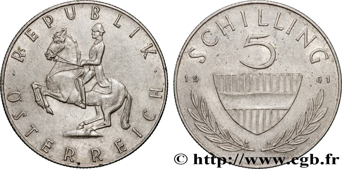 AUSTRIA 5 Schilling 1961 Vienne AU 