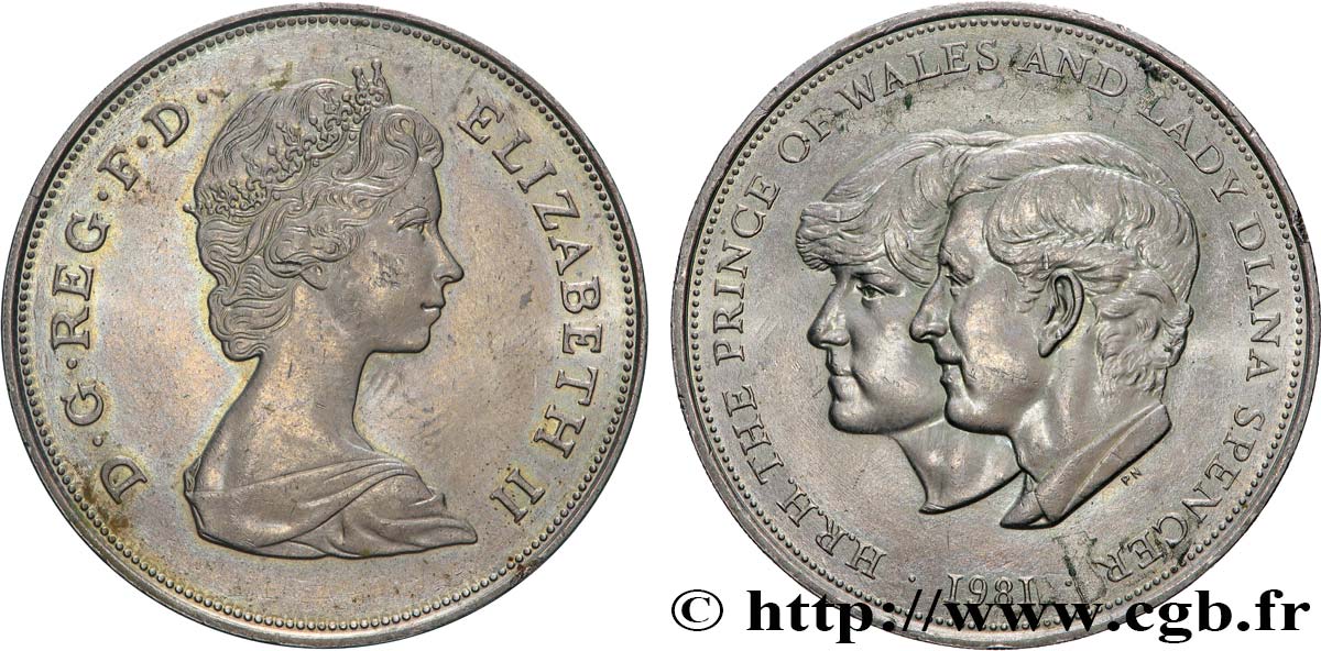 REGNO UNITO 25 New Pence (1 Crown) mariage du Prince de Galles et de Lady Diana Spencer 1981  SPL 