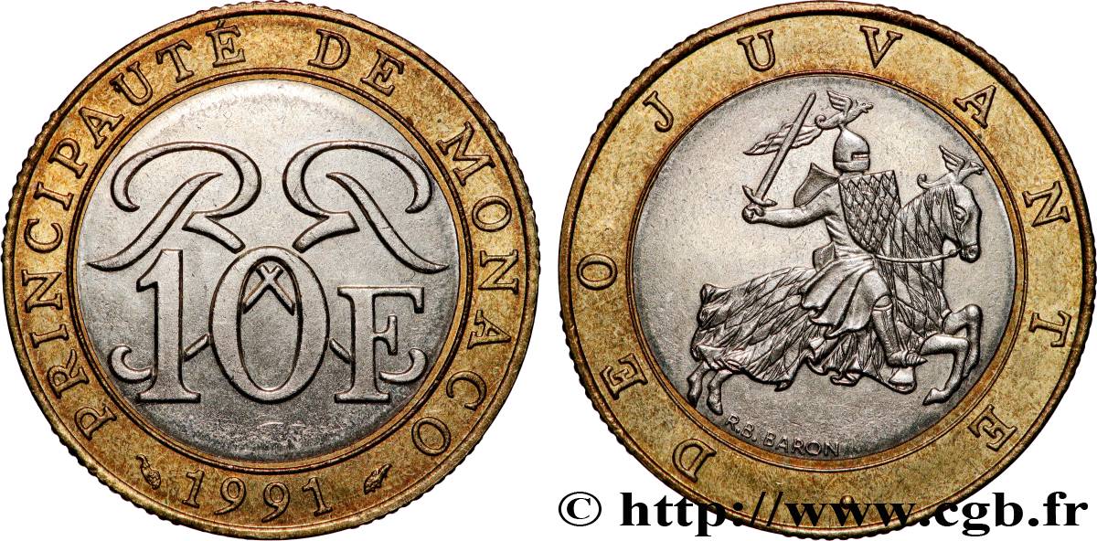MONACO 10 Francs Rainier III 1993 Paris AU 