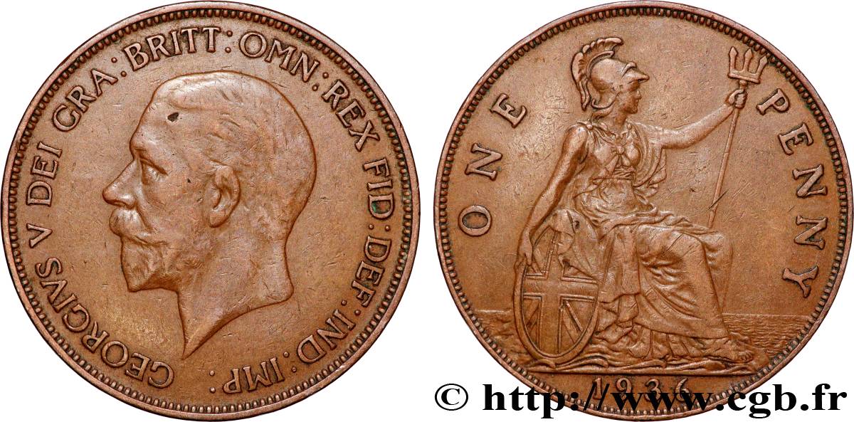 ROYAUME-UNI 1 Penny Georges V 1936 londres TTB 