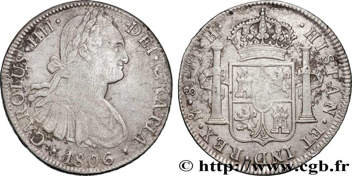 MEXICO - CHARLES IV 8 Reales  1806 Mexico VF 